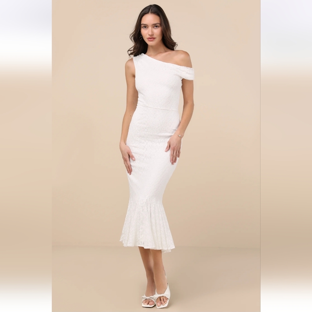 Lulu's Chic White One-Shoulder Dress